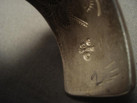 Important Old Navajo inlay Genius Silver Bracelet