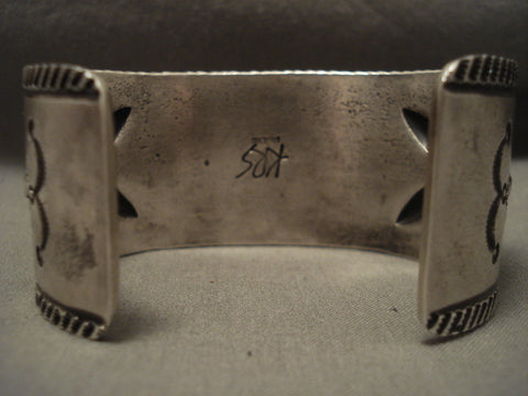 Intense And Incredibly Detailed Navajo Spiderweb Turquoise Silver Bracelet
