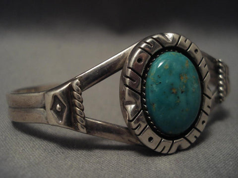 Important Old Navajo Ivan Kee Turquoise Silver Bracelet