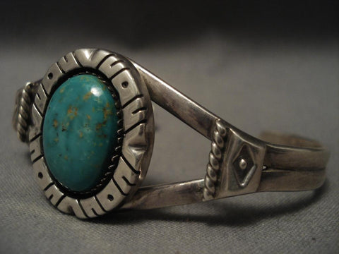 Important Old Navajo Ivan Kee Turquoise Silver Bracelet