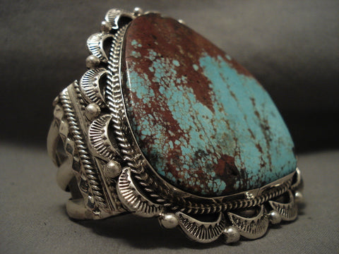Mammoth Navajo 'Red Spiderweb Matrix' Silver Bracelet- Incredible!!