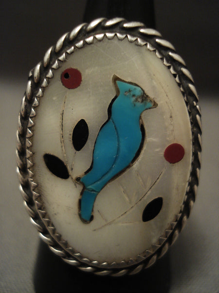 Big Vintage Zuni/ Navajo Bluejay Turquoise Silver Ring