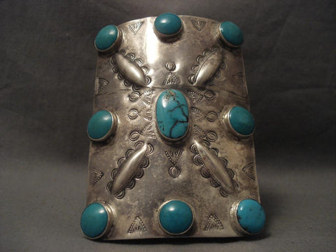 Very Early Vintage Navajo Huge Turquoise Silver Ketoh Bracelet-1930's