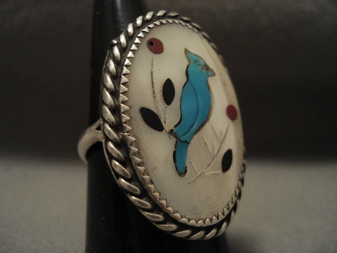 Big Vintage Zuni/ Navajo Bluejay Turquoise Silver Ring