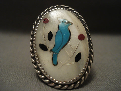 Big Vintage Zuni/ Navajo Bluejay Turquoise Silver Ring