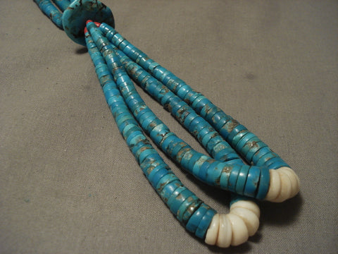 Earlier 1900's Vintage Santo Domingo Persian Turquoise Necklace