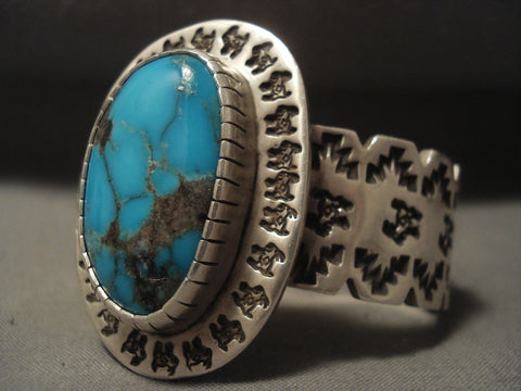 Museum Vintage Navajo 'Bisbee Turquoise' Goat Silver Bracelet