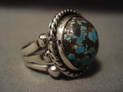 High Grade Vintage Navajo Bisbee Turquoise Silver Ring