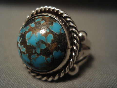 High Grade Vintage Navajo Bisbee Turquoise Silver Ring