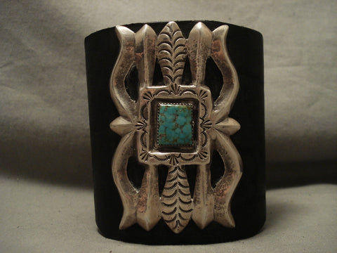 Opulent Vintage Navajo Bowguard Royston Turquoise Silver Bracelet