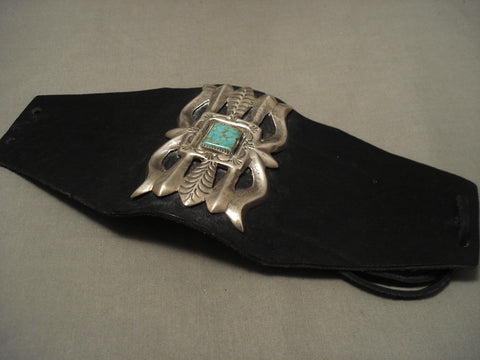 Opulent Vintage Navajo Bowguard Royston Turquoise Silver Bracelet
