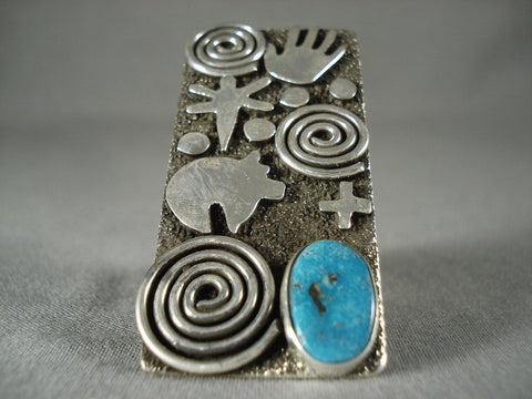 Towering Vintage Navajo 'Mesmerizing' Silver Turquoise Ring