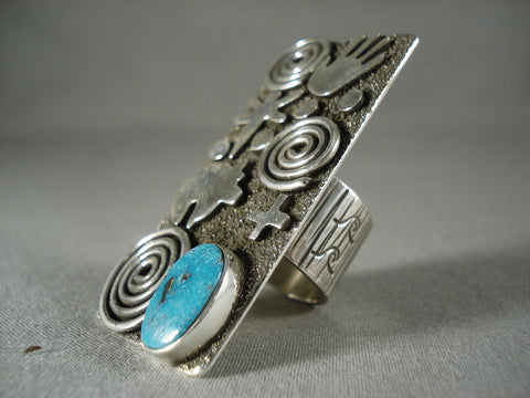 Towering Vintage Navajo 'Mesmerizing' Silver Turquoise Ring