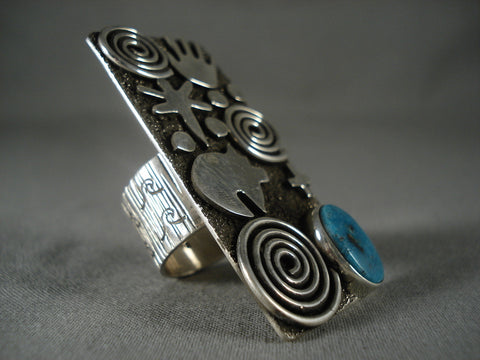 Towering Vintage Navajo 'Mesmerizing' Silver Turquoise Ring