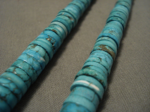 High Grade Vintage Navajo Blue Carico Lake Turquoise Heishi Necklace