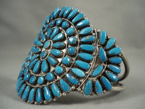 Big Old 'Deep Sea' Turquoise Vintage Navajo Silver Bracelet