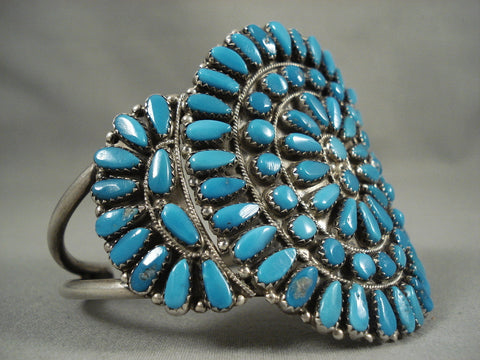 Big Old 'Deep Sea' Turquoise Vintage Navajo Silver Bracelet