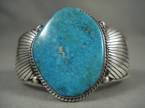 Important Vintage Navajo Herman Vandeder Lone Mountain Turquoise Silver Bracelet