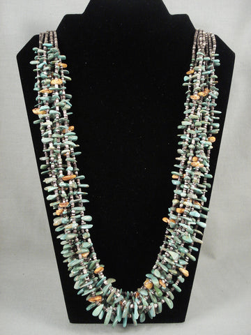 198 Gram Vintage Navajo 'Natural Green Turquoise' Necklace