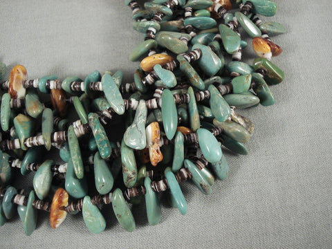 198 Gram Vintage Navajo 'Natural Green Turquoise' Necklace