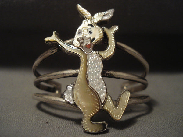 Rare Vintage Navajo Rabbit Silver Bracelet