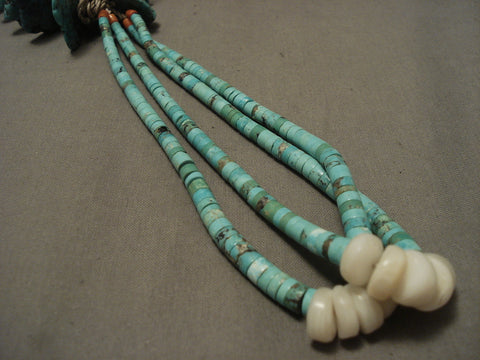 Chunky Nugget Museum Vintage Navajo/ Santo Domingo Long Jalca Turquoise Necklace