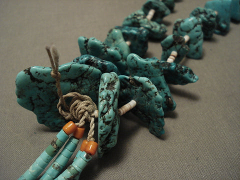 Chunky Nugget Museum Vintage Navajo/ Santo Domingo Long Jalca Turquoise Necklace