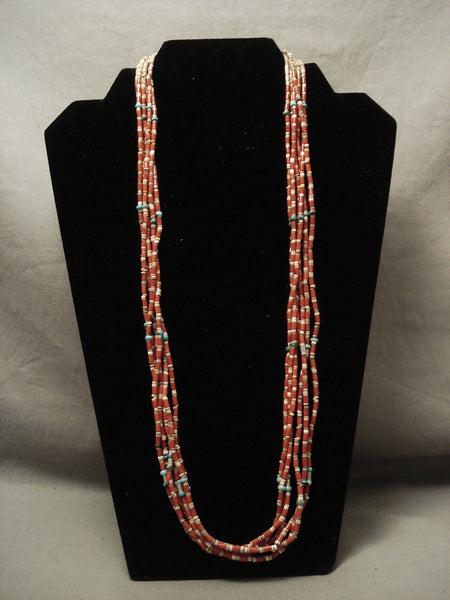 Earlier Vintage Santo Domingo/ Navajo 'Tubed Coral' Silver Necklace