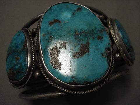 One Of The Best Early Deposit 'Old Kingman' Turquoise Silver Bracelet