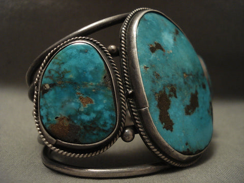 One Of The Best Early Deposit 'Old Kingman' Turquoise Silver Bracelet