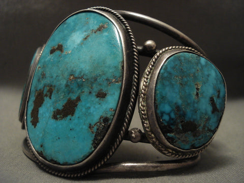 One Of The Best Early Deposit 'Old Kingman' Turquoise Silver Bracelet