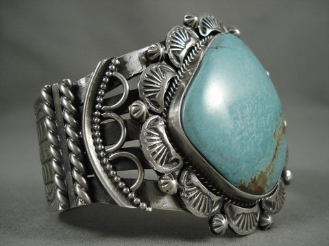 Colossal Vintage Navajo Turquoise Silver Bracelet