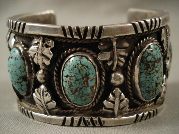 Rare Vintage Hopi Domed #8 Turquoise Silver Bracelet Old