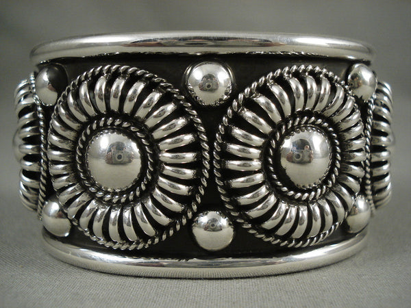 Advanced Silver Work Vintage Navajo 'Silver Wheel' Bracelet