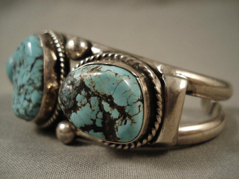 Huge Vintage Navajo Old Sleeping Beauty Turquoise Silver Bracelet