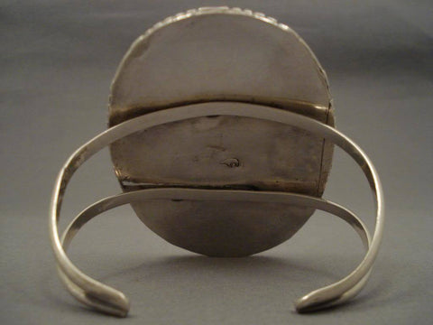 Massive Vintage Navajo/hopi Leaf Turquoise Silver Bracelet