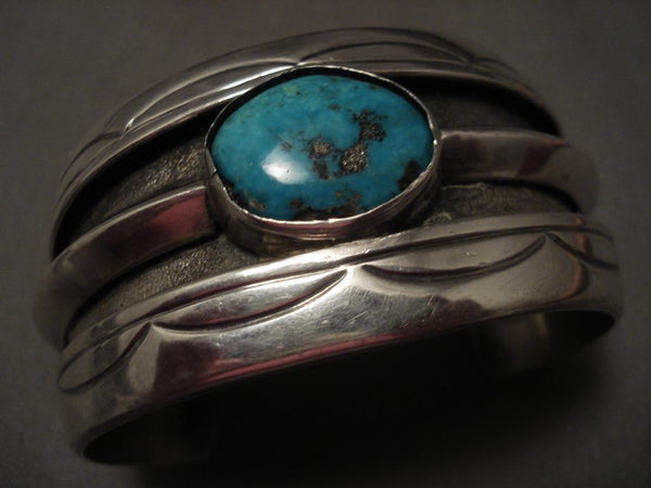 Rare Vintage Navajo old Morenci Turquoise Silver Bracelet