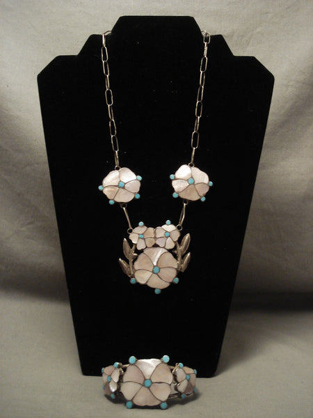 One Of The Best Vintage Zuni Set- Floral Silver Bracelet Necklace