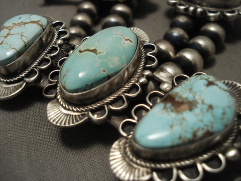 The Biggest And Best Navajo Natural #8 Turquoise Silver Squash Blossom Necklace