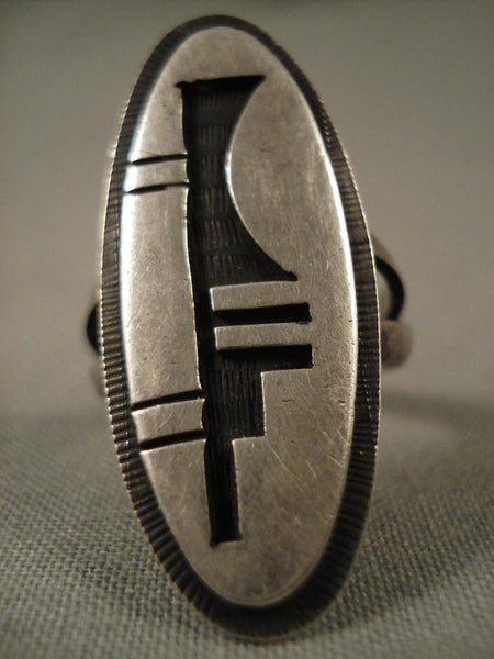 Rare Vintage Hopi Bueford Dawahoya Goemtric Silver Ring