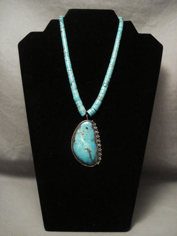 Huge Old Navajo Blue Diamond Turquoise Necklace