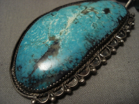 Huge Old Navajo Blue Diamond Turquoise Necklace