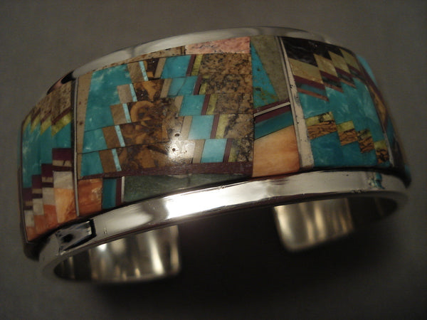 The Finest And Best Vintage Navajo Tommy Jackson 'Extreme Inlay' Silver Bracelet