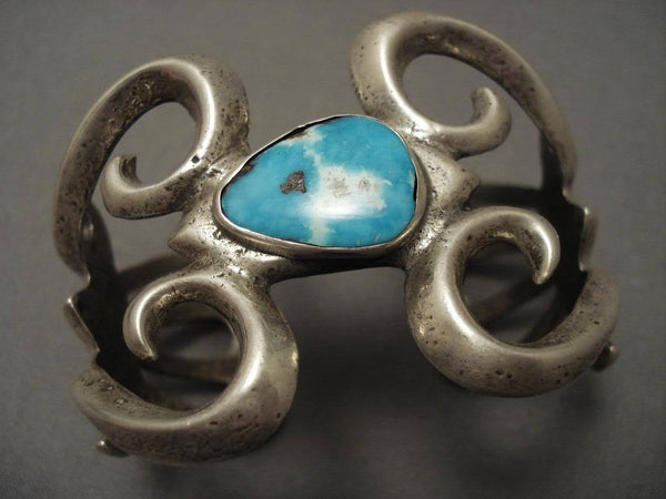 Huge Vintge Navajo Bisbee Silver Thorn Bracelet
