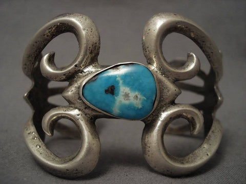 Huge Vintge Navajo Bisbee Silver Thorn Bracelet