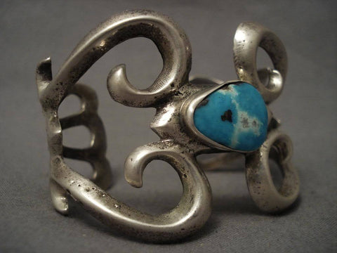 Huge Vintge Navajo Bisbee Silver Thorn Bracelet