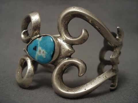 Huge Vintge Navajo Bisbee Silver Thorn Bracelet