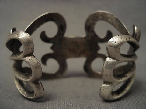 Huge Vintge Navajo Bisbee Silver Thorn Bracelet