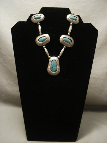 Early Museum Quality Vintage Navajo Turquoise Silver Necklace