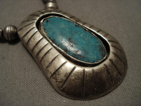 Early Museum Quality Vintage Navajo Turquoise Silver Necklace